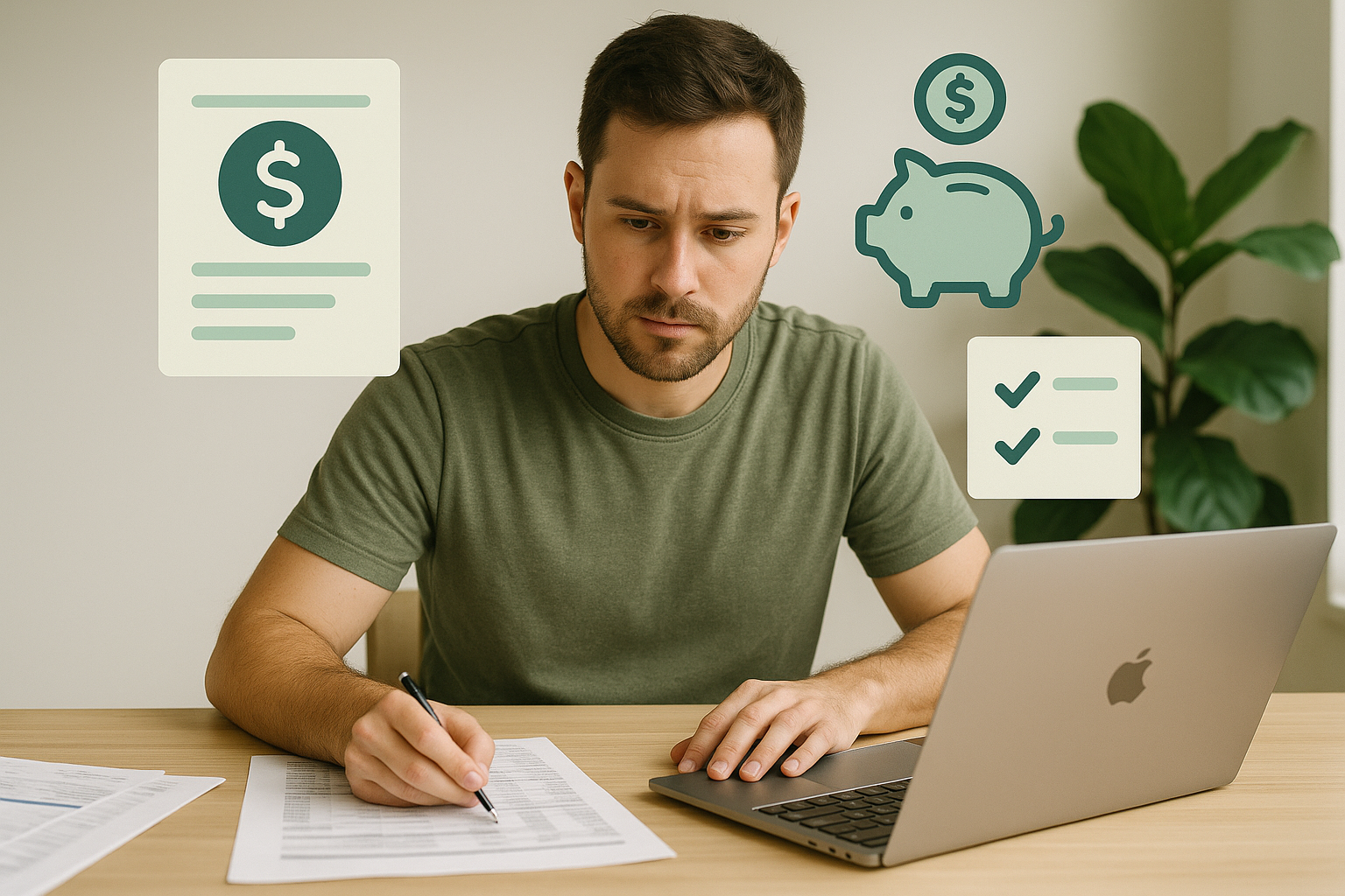 Person analysing finances